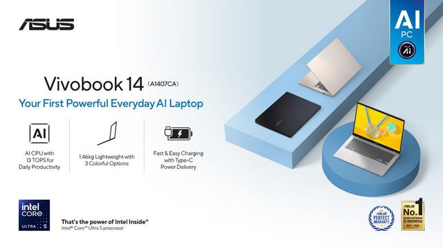 ASUS Vivobook 14 A1407CA. Laptop AI Terjangkau Berbasis Intel Core Ultra