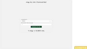 Mengonversi Miligram mg ke Mililiter mL